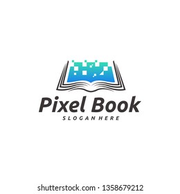 Pixel Book logo designs concept vector, Online Learn logo template