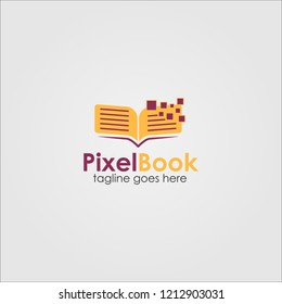 Pixel Book Logo Template Design