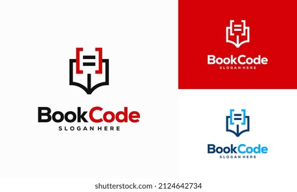 Pixel Book Logo template designs, Coding book Logo designs vector illustration, Programmer logo
