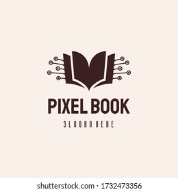 Pixel Book Tech Logo Vintage Retro Style logo designs vector