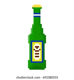 Pixel bottle of beer for games and applications