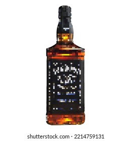 Pixel bottle of whiskey, famous American brand 