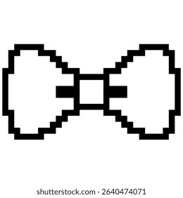 Pixel bow icon vector for retro-themed accessories, digital gifting, or celebratory pixel art. It's perfect for gaming achievements, nostalgic interfaces, or decorative UI elements.
