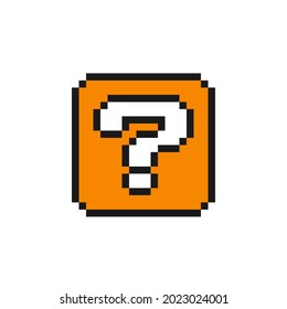 Pixel box with question icon. Clipart image isolated on white background