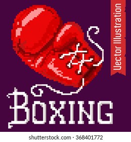 Pixel boxing glove. Vector illustration