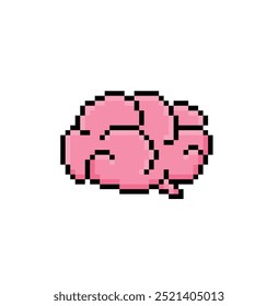 pixel brain icon. Vector pixel art brain 8 bit logo for game