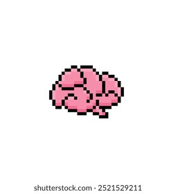 ícone pixel brain. Logotipo de 8 bits da arte de pixels vetoriais do cérebro para o jogo