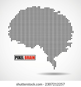Pixel brain isolated on white background. Vector logo