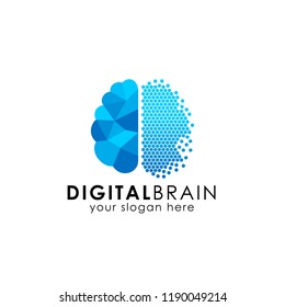 pixel brain logo design. digital brain logo design in pixel art style. brain tech vector icon 