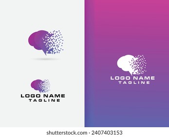 Pixel brain logo design. Brain logo with pixel. Human. Premium template. Digital brain logo. Business. Hospital. Doctor. Pixel