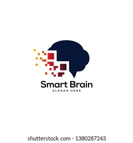 pixel brain logo designs, head tech logo designs concept