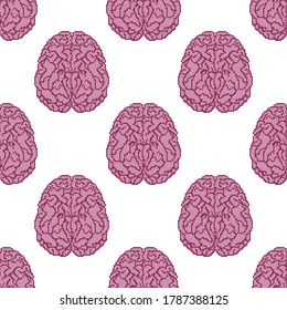 Pixel brain. Seamless pattern. Pixel art 8 bit. Human brain.