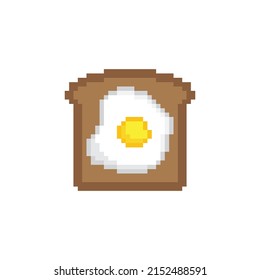 pixel breakfast icon.  Vector pixel art Bread with egg icon 8 bit logo for game