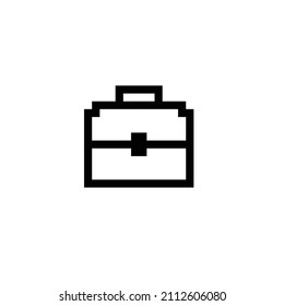 pixel briefcase icon business vector sign