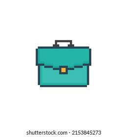 pixel briefcase  icon.  Vector pixel art briefcase 8 bit logo for game