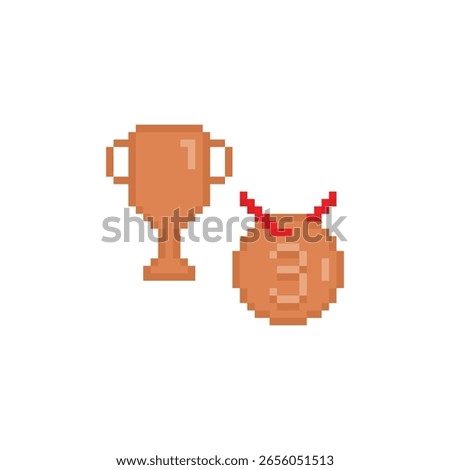 pixel  bronze vector icon  winner 8 bit icon for computer game