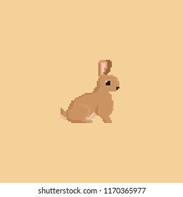 Pixel brown rabbit.8bit character.