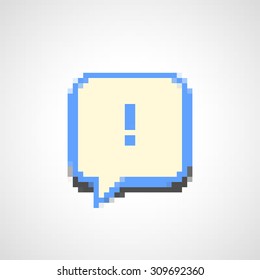 Pixel bubble vector. Bubble with exclamation point symbol.