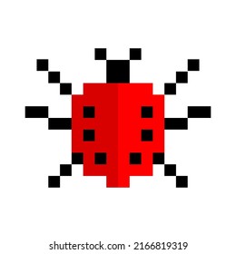 Pixel bugs in flat style. pixel bugs for game design. Vector illustration. Stock image.