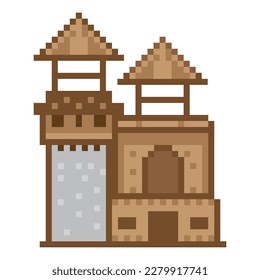 pixel building Arcade game world and pixel scene