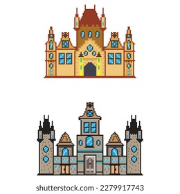 pixel building Arcade game world and pixel scene