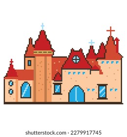 pixel building Arcade game world and pixel scene