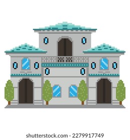 pixel building Arcade game world and pixel scene