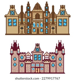 pixel building Arcade game world and pixel scene