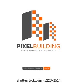 Pixel Building Logo Vector. You can use for property logo, real estate logo. Vector Illustration. eps.10