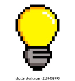 bombilla de píxeles juegos de 8 bits sobre un símbolo de fondo blanco de pensamiento