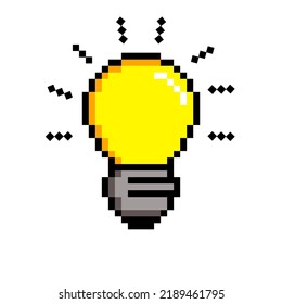 pixel bulb 8 bit games on a white background symbol of thought