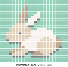 Pixel bunny. Vector image of mosaic pixel bunny assembled from rectangular tiles