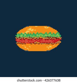 Pixel burger food darkblue