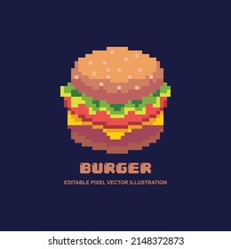 Pixel burger icon vector illustration