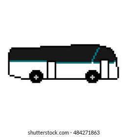 Pixel bus on a white backgrounnd. Vector illustration