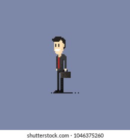 Pixel bussiness man.8bit art vector illustration.