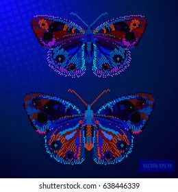 Pixel Butterfly - Robot. Analysis of Information Minimalistic Infographics Design. Machine Learning Algorithms. Science/Technology Background. Vector Illustration.