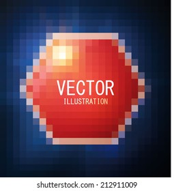 Pixel button. Abstract vector background.