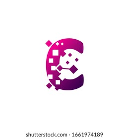 Pixel C Letter Logo design, Creative Vector Template symbol