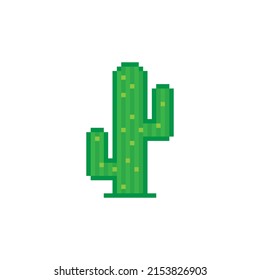 icono de cactus de píxeles.  Cactus de arte de píxeles vectores logotipo de 8 bits para juego