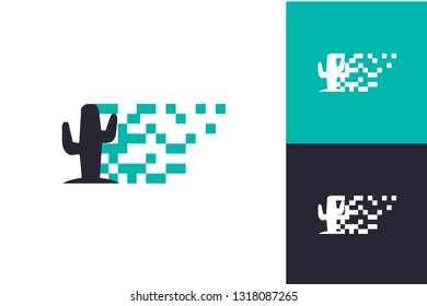 Pixel Cactus Logo Inspiration Template