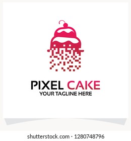 Pixel Cake Logo Template Design Vector Inspiration. Icon Design