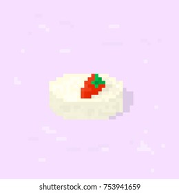 pixel cake with stawberry  for games and web sites
