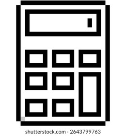 Image vectorielle d'icône de calculatrice de pixels, avec un style rétro, 8 bits. Idéal pour le calcul numérique, les technologies vintage, les interfaces de jeu ou les outils financiers avec une touche nostalgique.