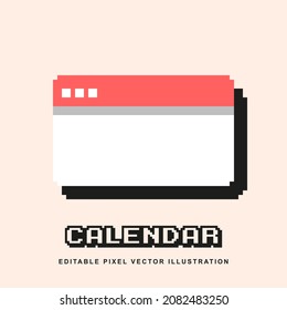 Pixel Calendar creative design icon vector illustration for video game asset, motion graphic and others