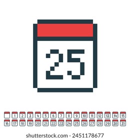 Pixel calendar icon with data. Vector EPS 10.