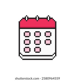 Pixel Calendar Icon Vector Design.