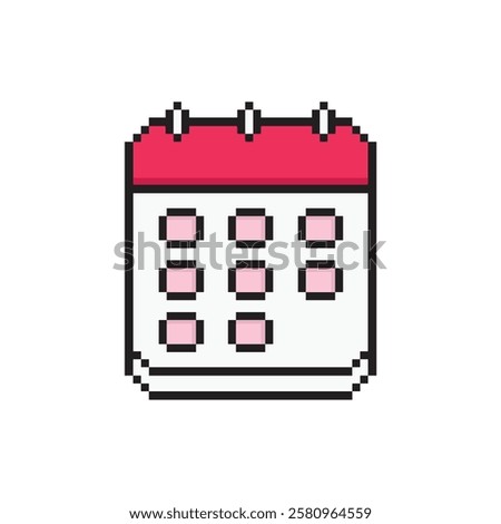 Pixel Calendar Icon Vector Design.
