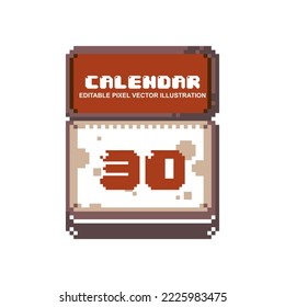 Pixel calendar icon vector illustration for video game asset, motion graphic and others