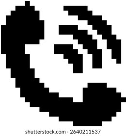 Pixel call phone icon vector for retro-style communication interfaces and digital contact options. It's perfect for gaming UI, classic tech themes, simple pixel art phone buttons for nostalgic appeal